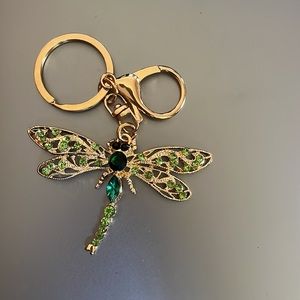 NWOT Dragonfly Purse Charm Keychain Emerald Green Gold